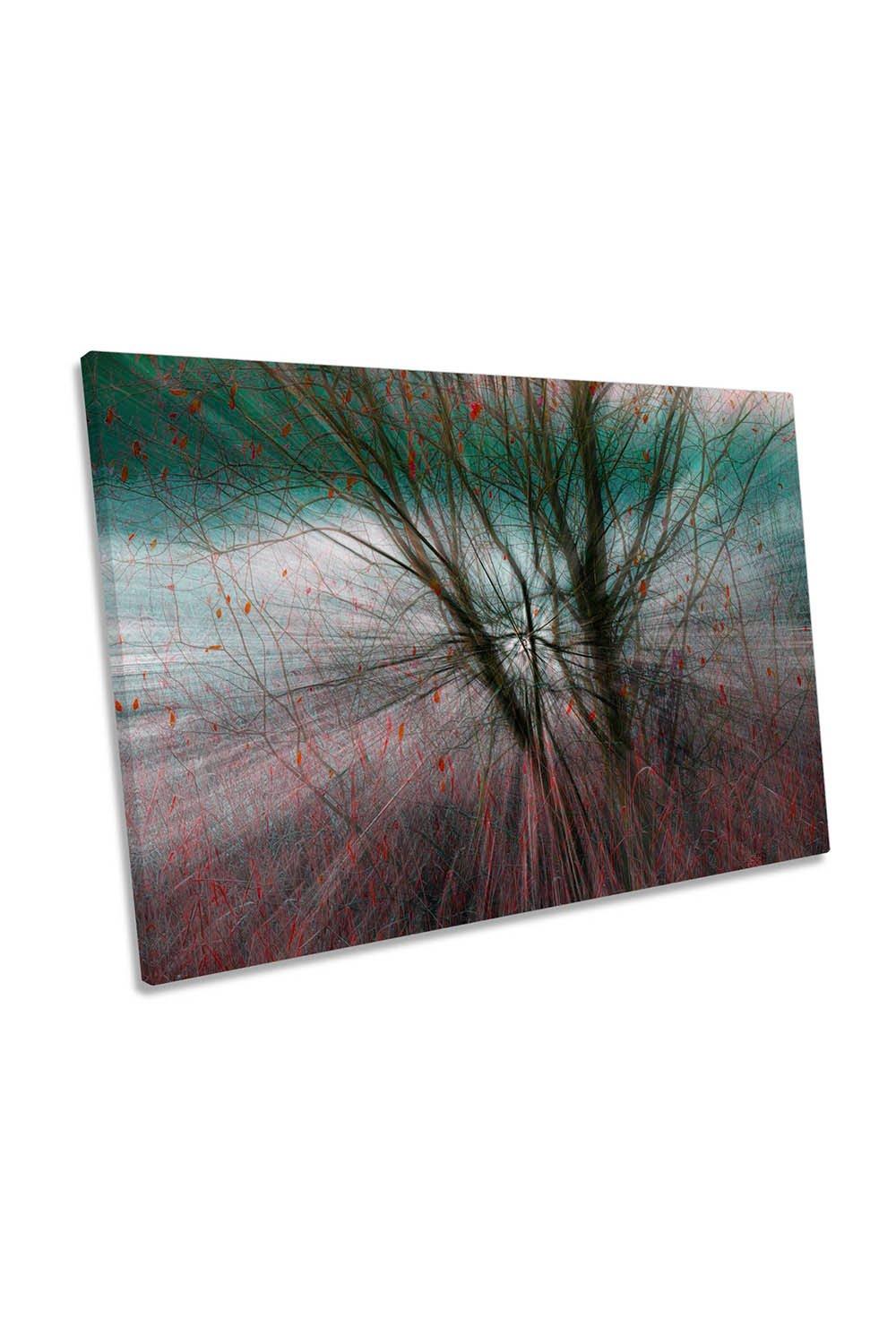 Natures Blast Red Floral Tree Abstract Canvas Wall Art Picture Print