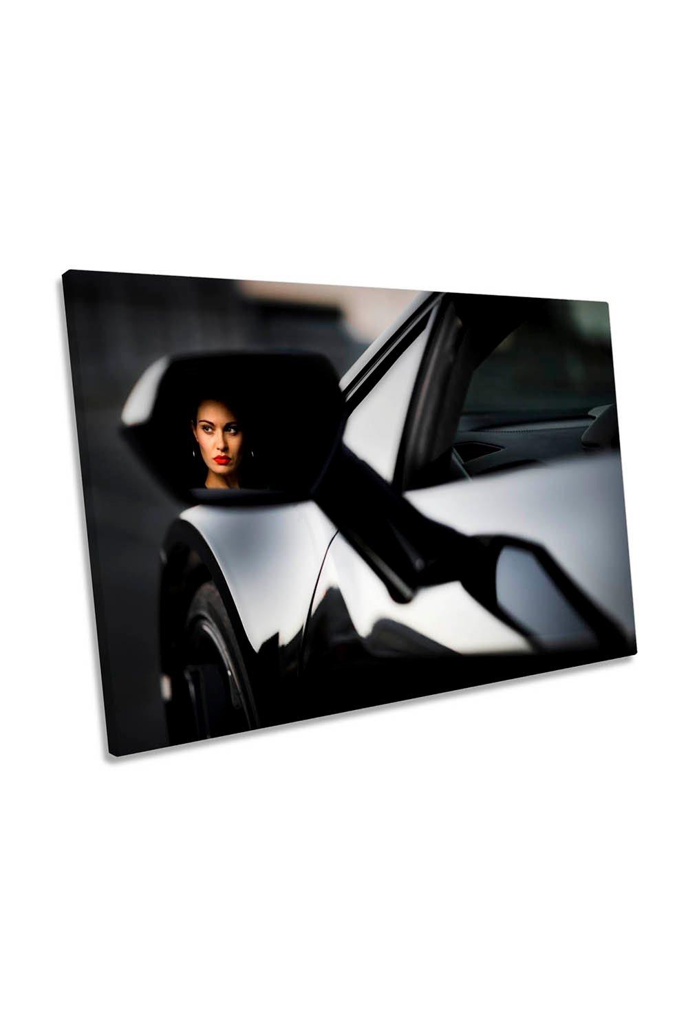 Reflection Woman Car Window Model Canvas Wall Art Picture Print
