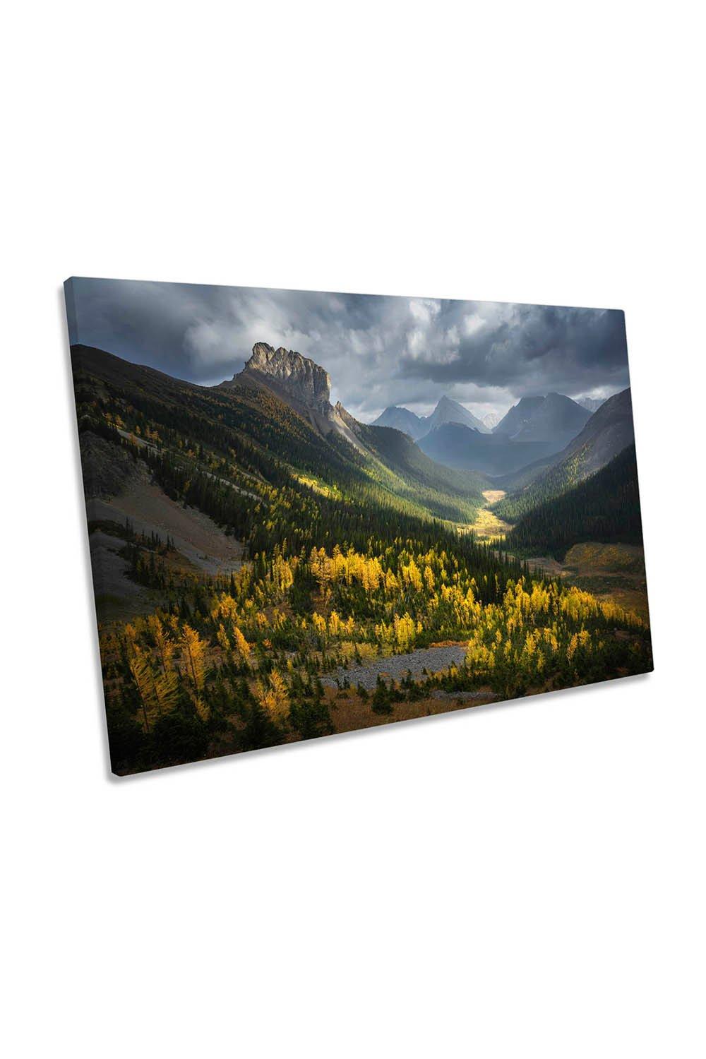 Fall in Smutwood Valley Rockies Canada Canvas Wall Art Picture Print