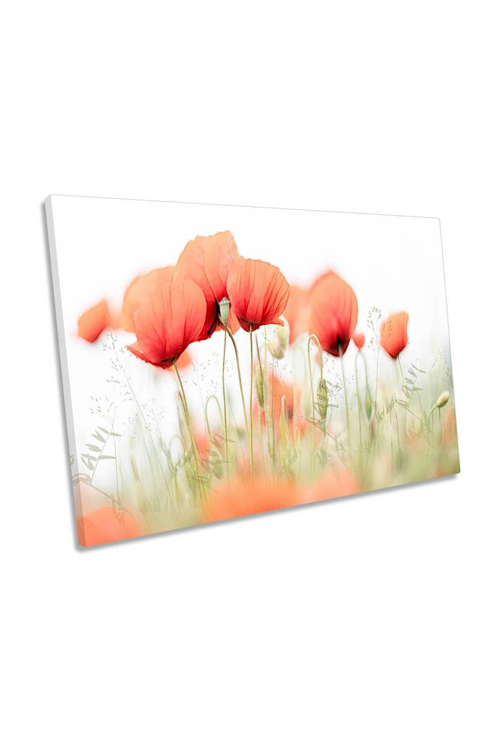 Red Poppy Flowers Summer Day Canvas Wall Art Picture Print