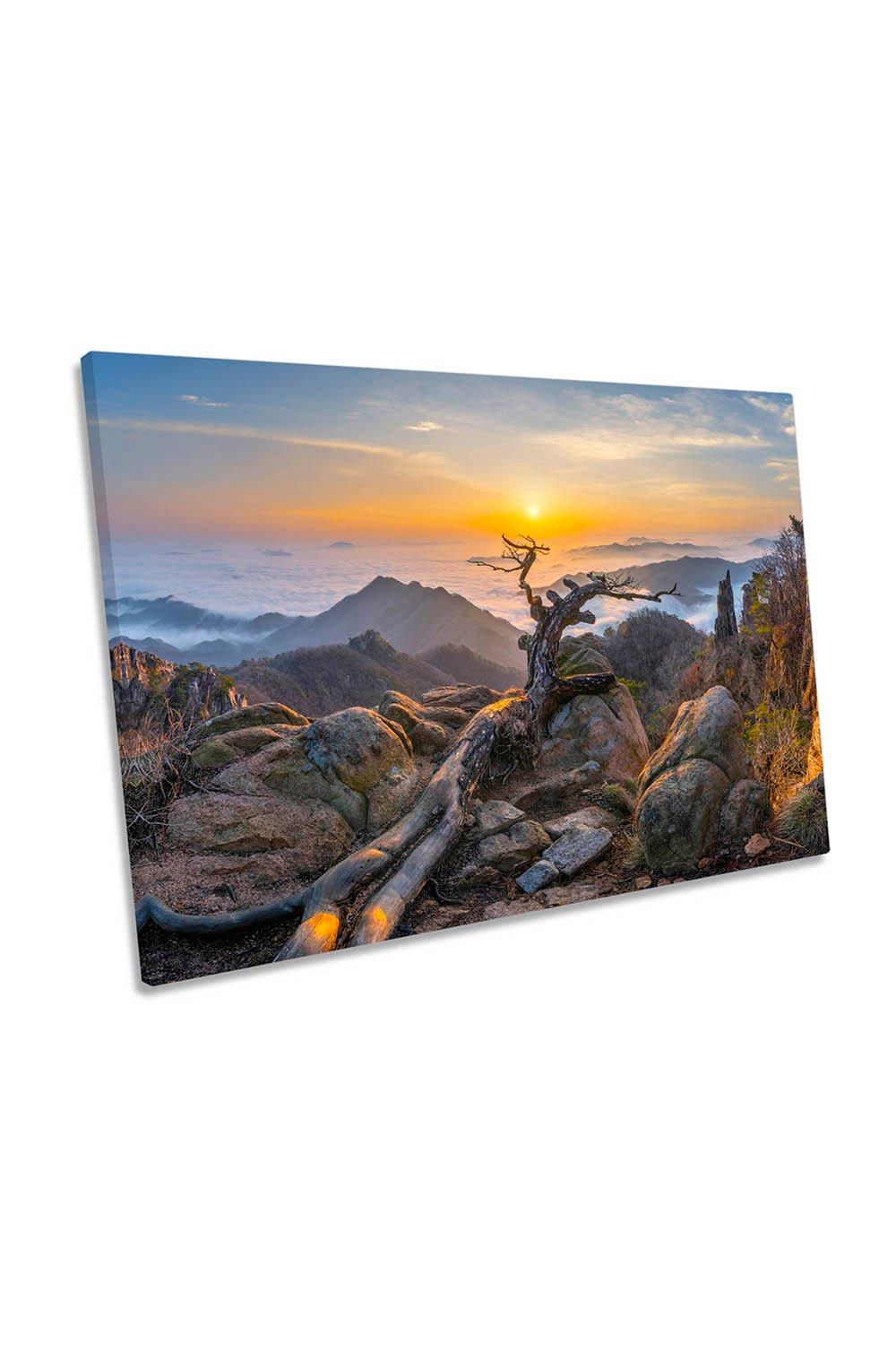 Dead Pine Mountains Sunset Landscape Canvas Wall Art Picture Print