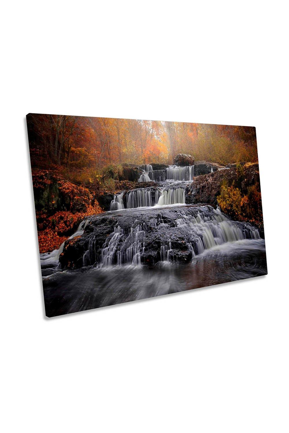 Waterfall Forest Landscape River Canvas Wall Art Picture Print