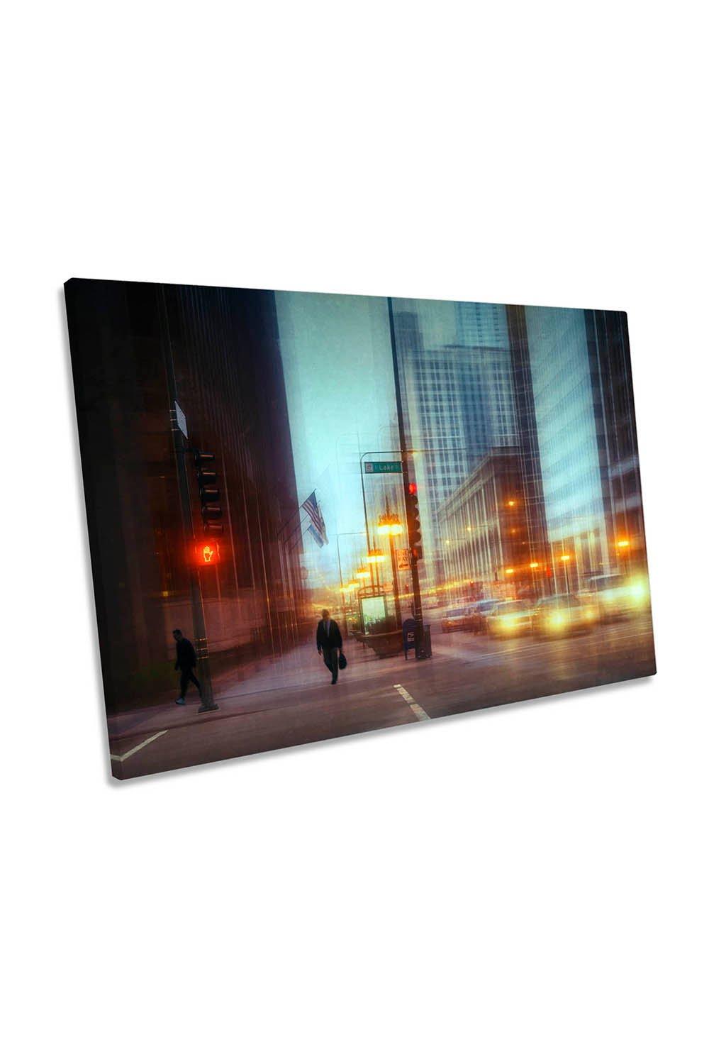 Chicago Illinois Streets Abstract City Canvas Wall Art Picture Print