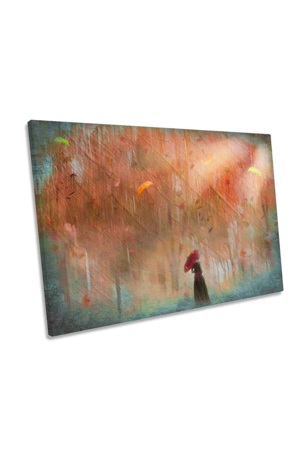 Abstract Umbrellas Modern Autumn Canvas Wall Art Picture Print