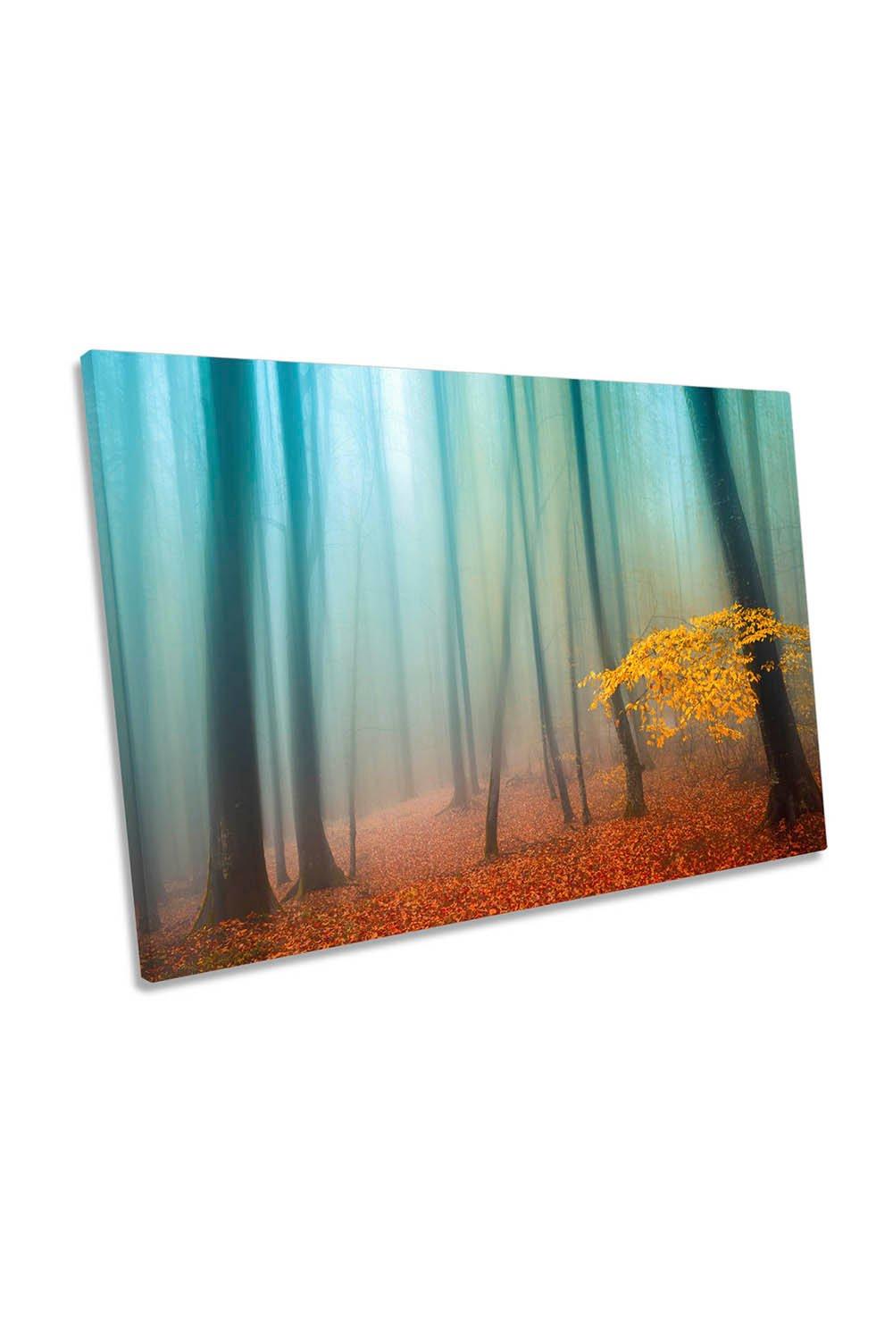 Sense of Silence Forest Misty Yellow Leaves Canvas Wall Art Picture Print