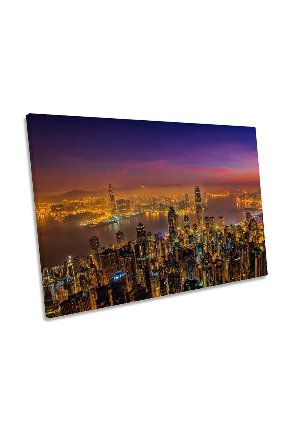 Hong Kong City Sunset Asia Cityscape Canvas Wall Art Picture Print
