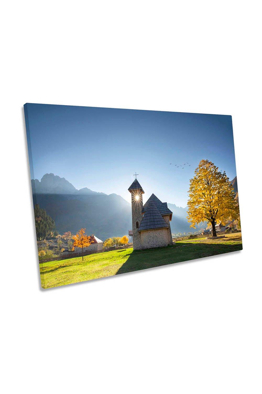 The Church of Theth Albania Mountains Canvas Wall Art Picture Print