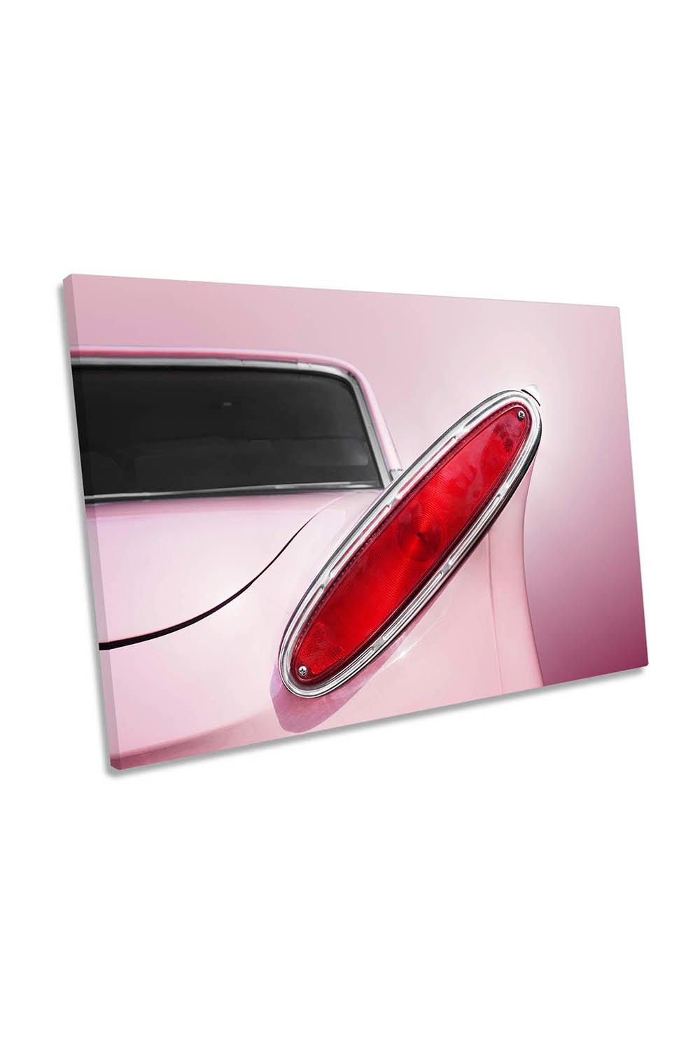 US Classic Car 1961 Comet Tail Fin Pink Canvas Wall Art Picture Print