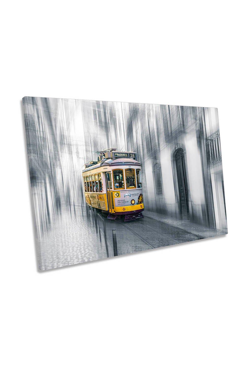 Lisbon Portugal City Yellow Tram Canvas Wall Art Picture Print