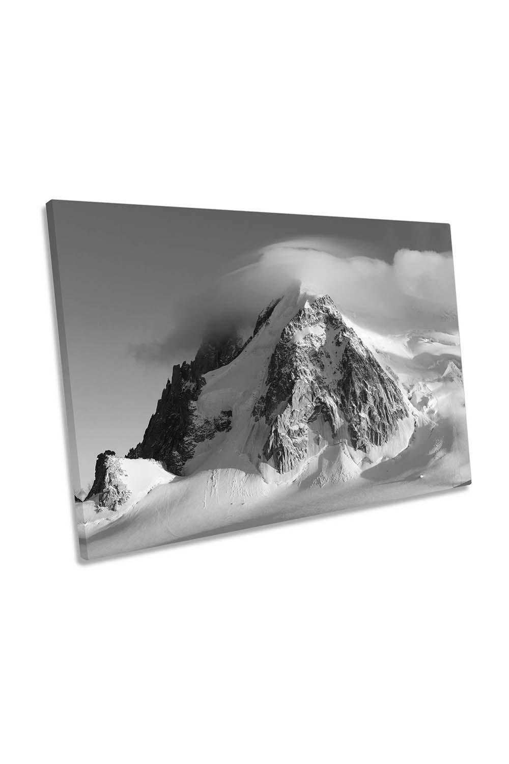 Misty Mountain Snow Black and White Canvas Wall Art Picture Print