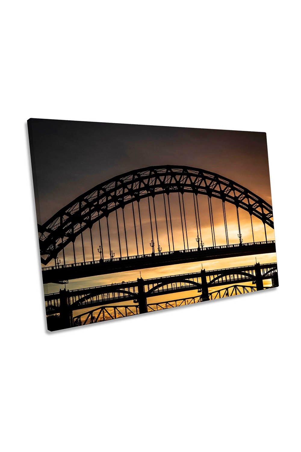 Tyne Bridge Newcastle Sunset City Canvas Wall Art Picture Print
