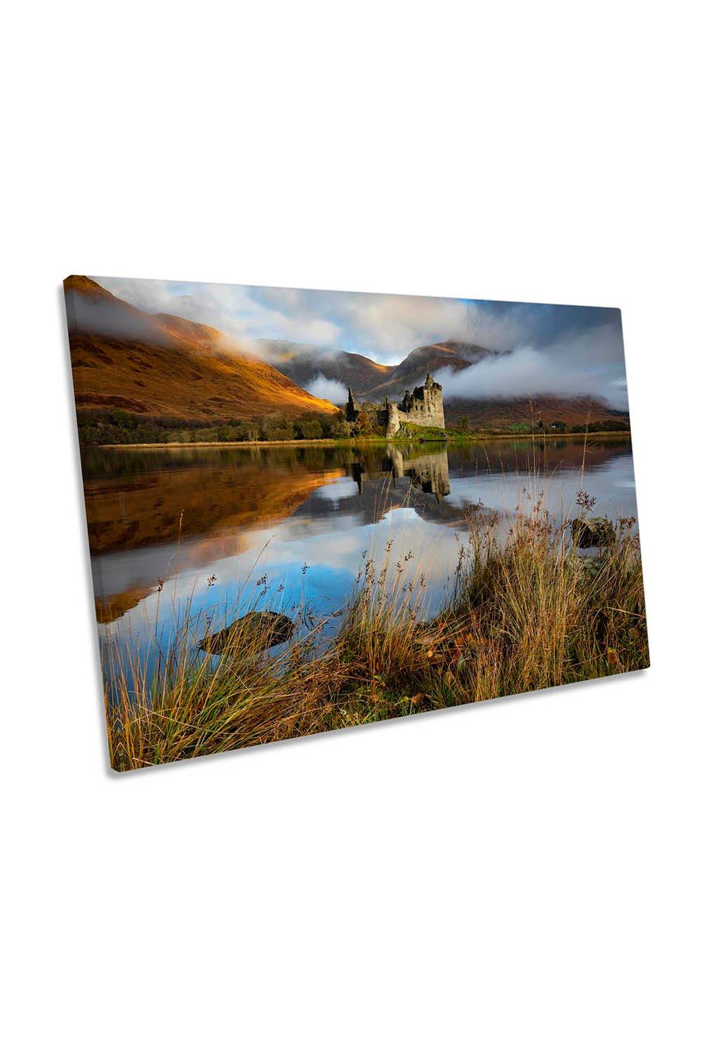 Still Waters at Loch Awe Scotland Castle Canvas Wall Art Picture Print