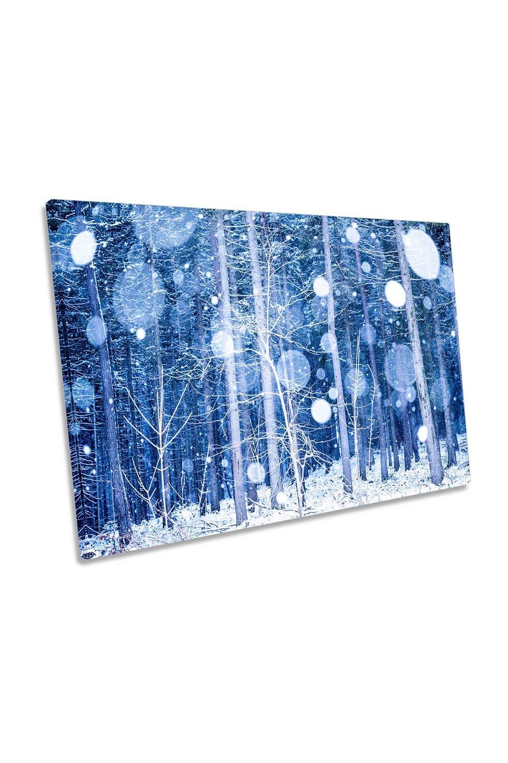 Snowscape Blue Forest Winter Scene Canvas Wall Art Picture Print