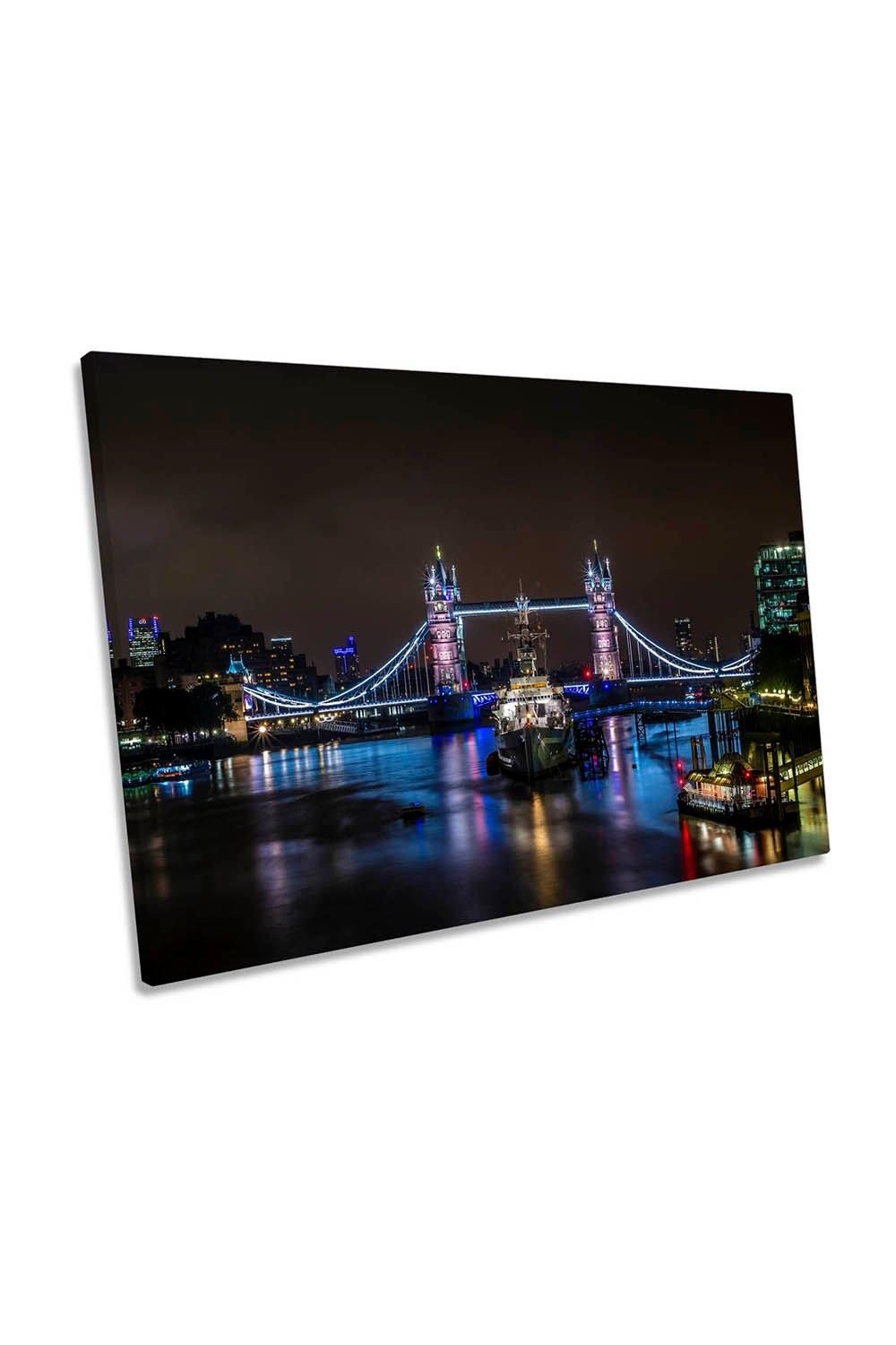 The Tower Bridge London Night Canvas Wall Art Picture Print