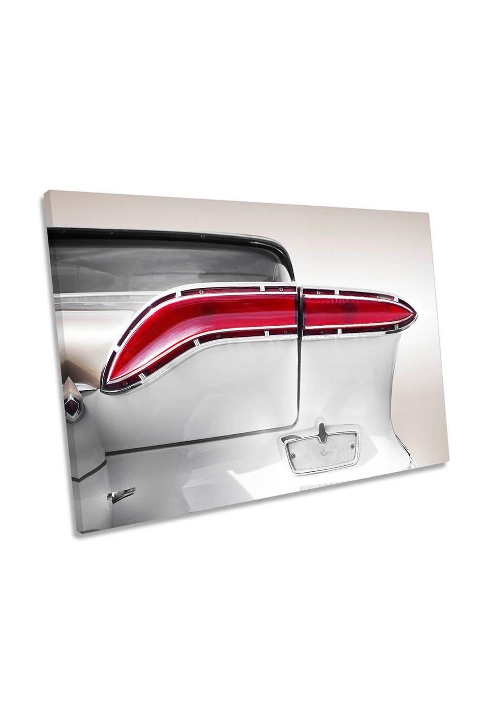US Classic Car 1958 Tail Light White Canvas Wall Art Picture Print