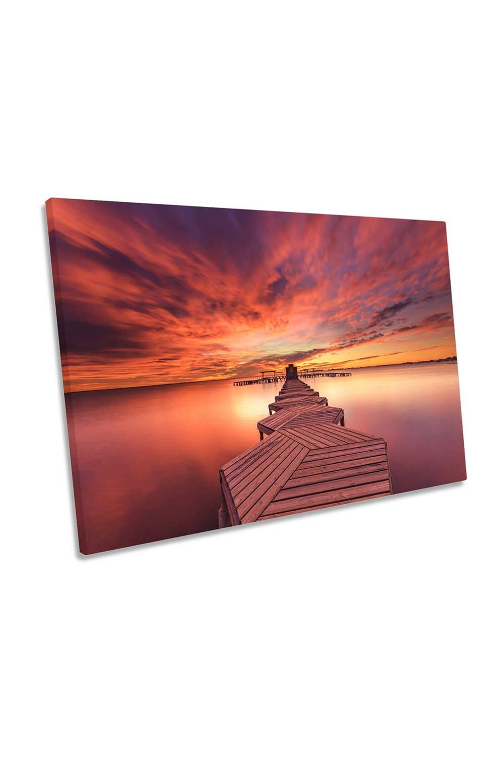 Sunrise at the Spa Orange Lake Jetty Canvas Wall Art Picture Print
