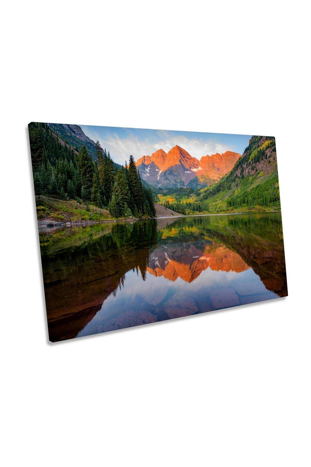 Morning Raga Mountain Reflection Canvas Wall Art Picture Print