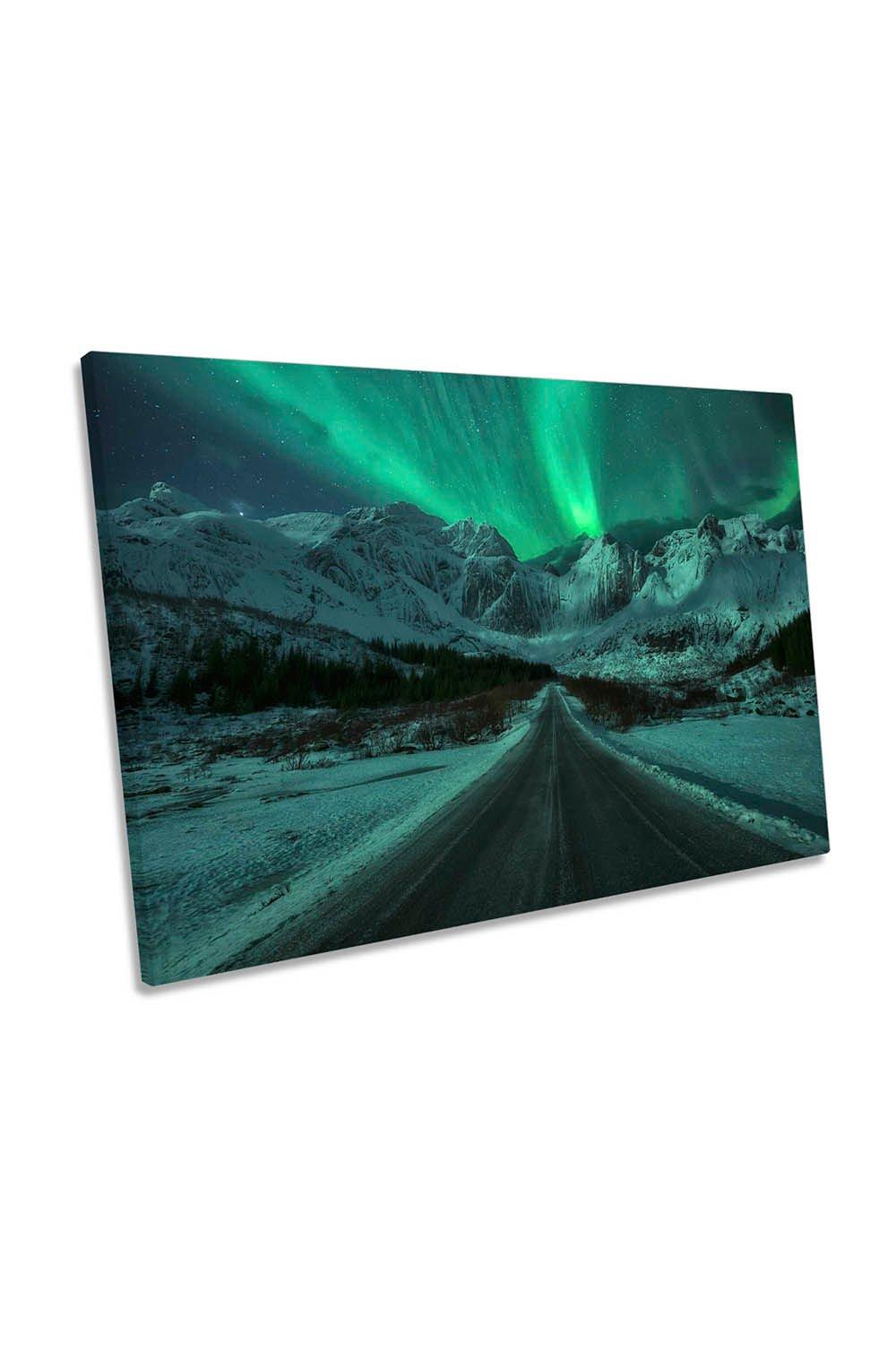 The Green Lady Northern Lights Snow Canvas Wall Art Picture Print