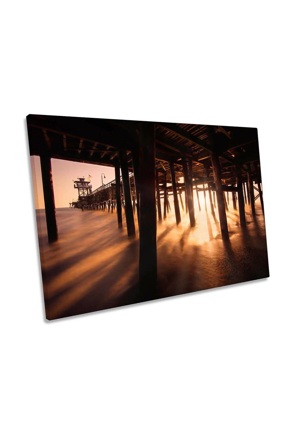 San Clemente California Beach Pier Sunlight Canvas Wall Art Picture Print