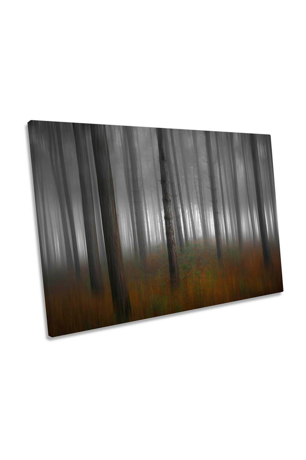 Forest Abstract Trees Brown and Grey Canvas Wall Art Picture Print