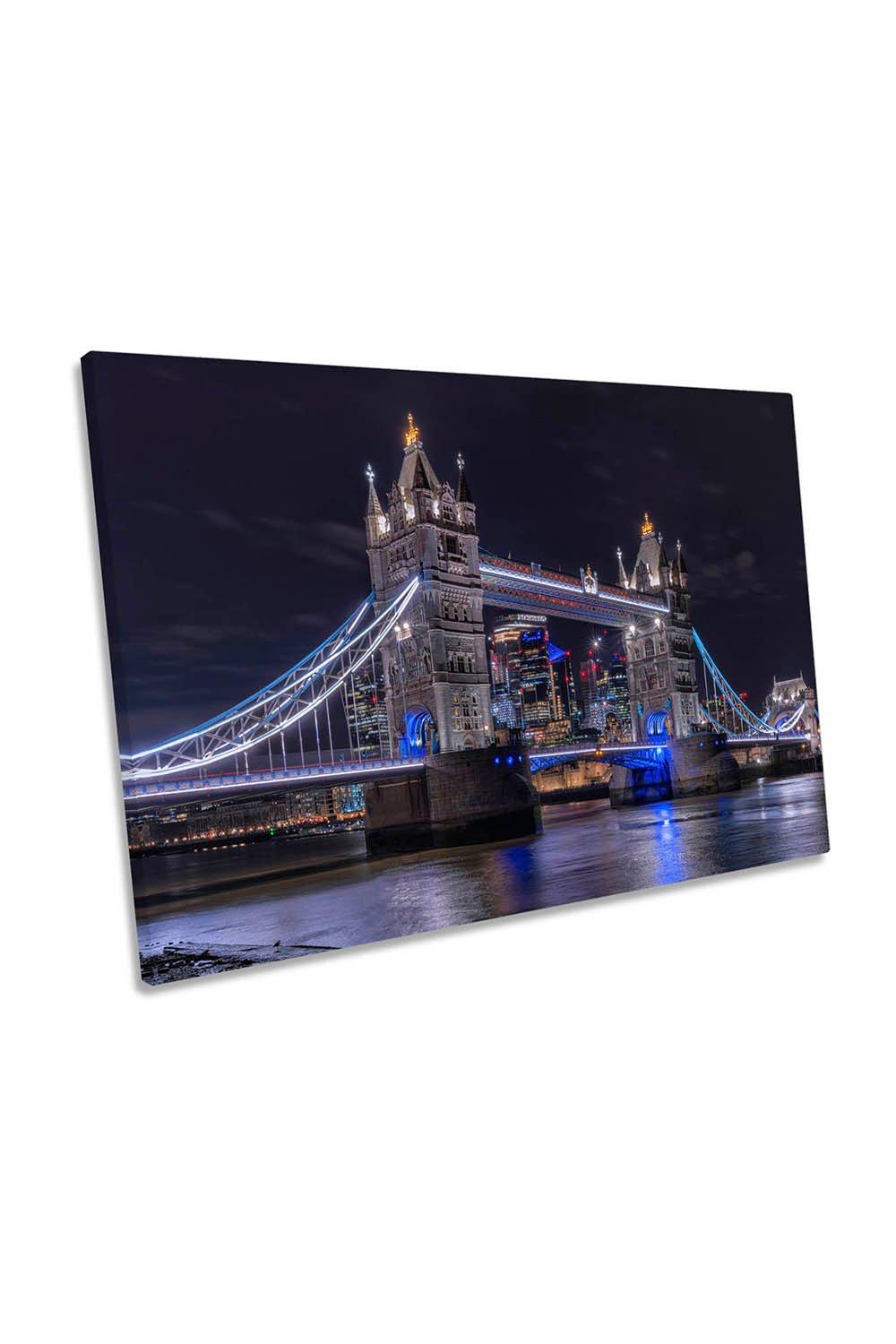 London Tower Bridge Night City Canvas Wall Art Picture Print