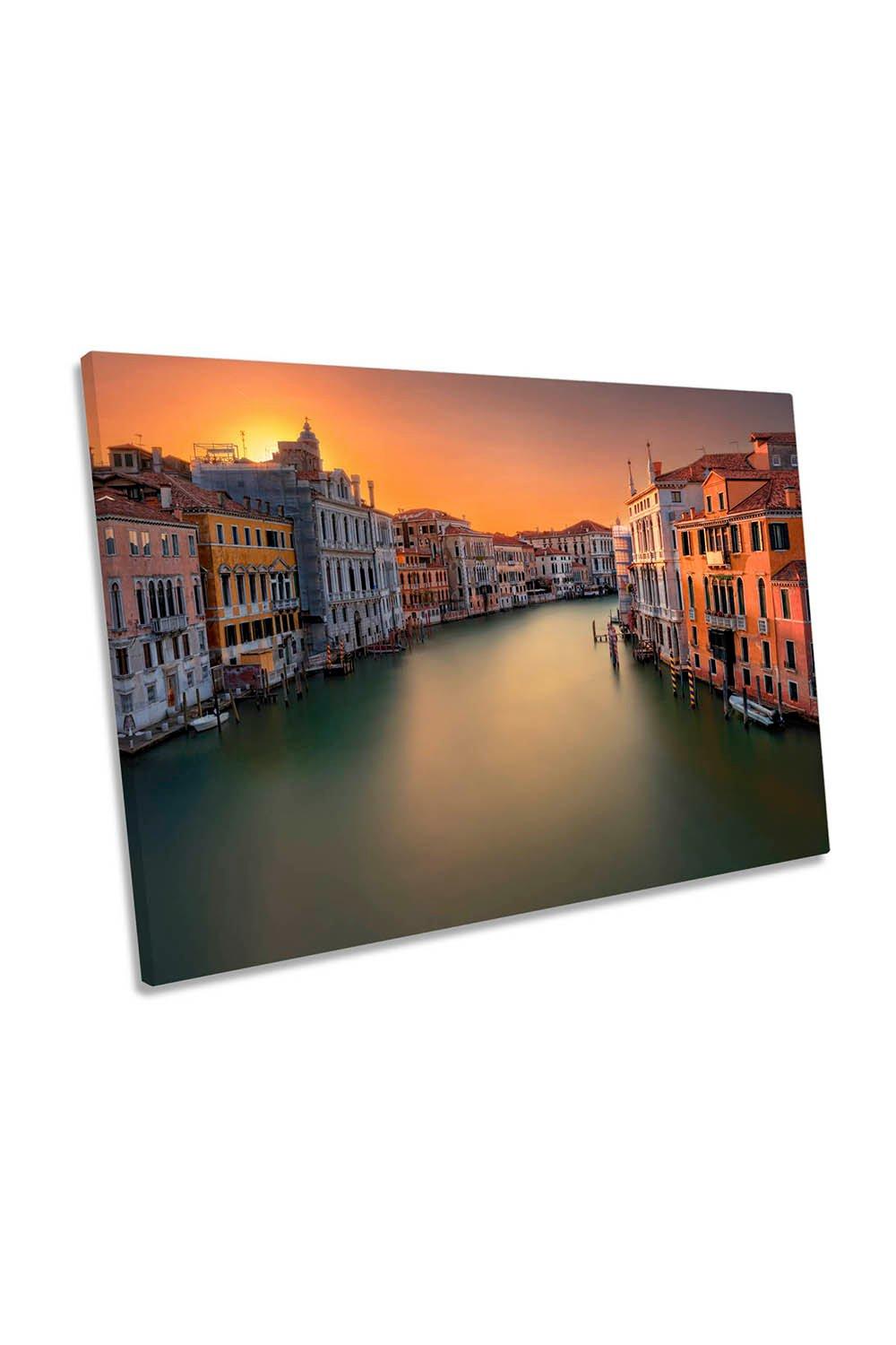 Sunset in Venice Italy Canal City Canvas Wall Art Picture Print