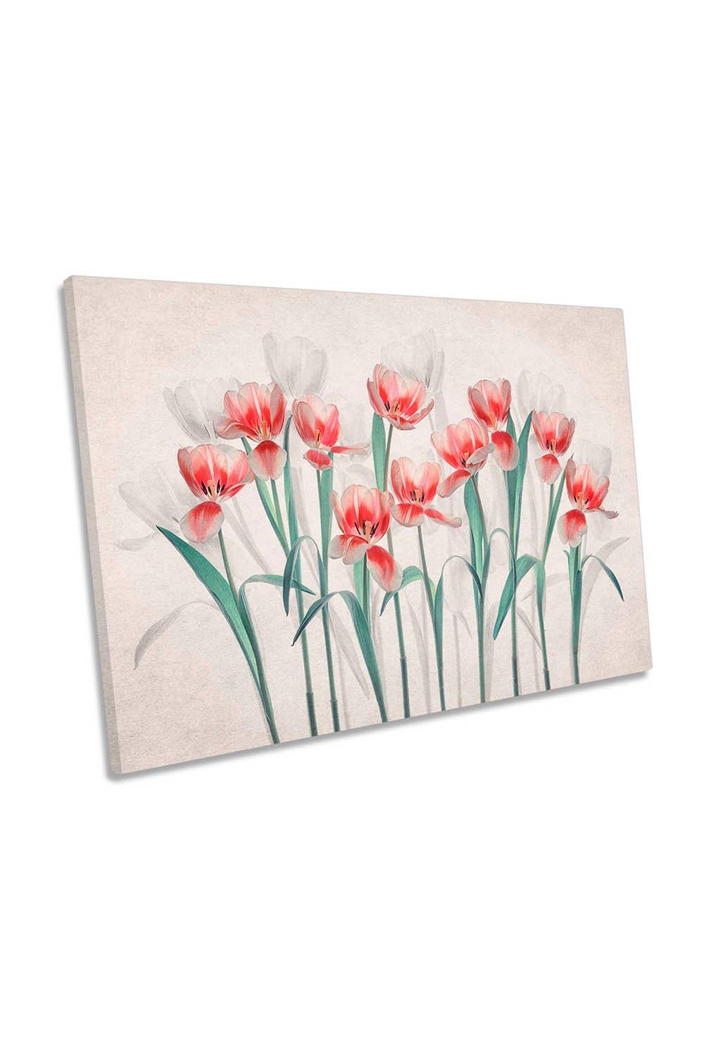 Joy of Spring Red Tulip Flowers Canvas Wall Art Picture Print