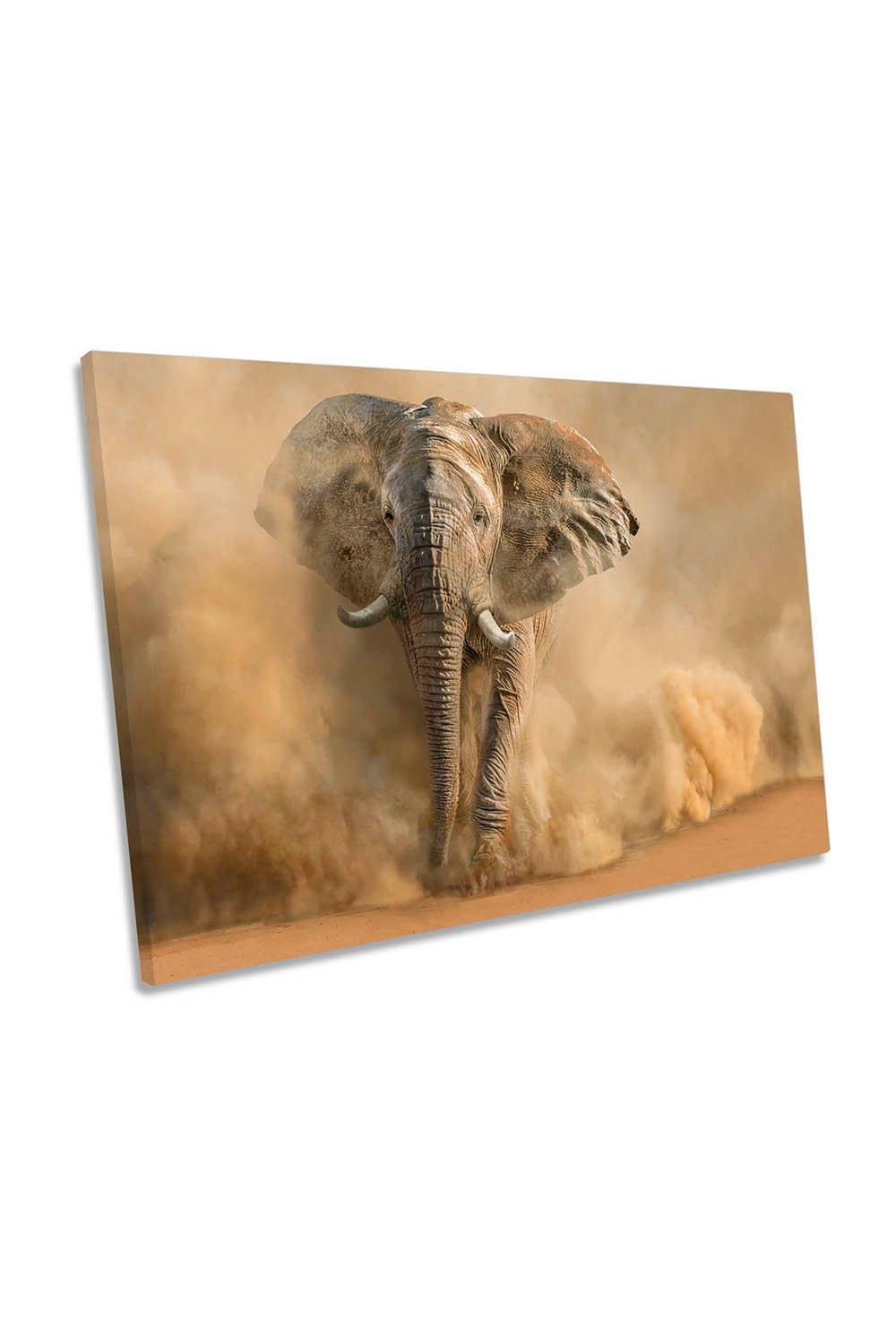 Desert Storm Elephant Wildlife Canvas Wall Art Picture Print
