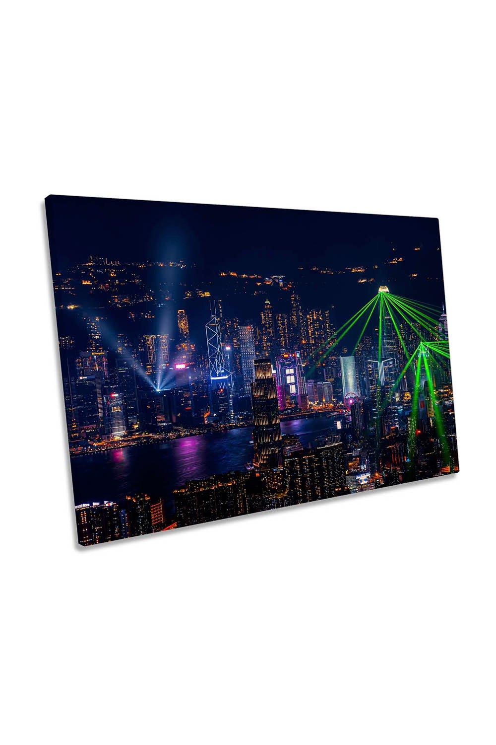 Victoria Harbour Light Show Hong Kong Canvas Wall Art Picture Print