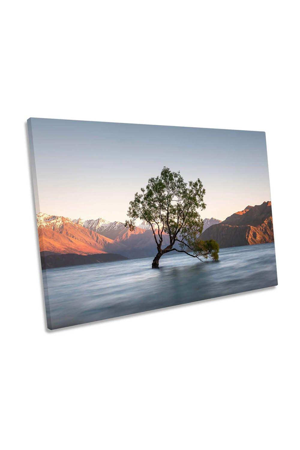 Wanaka Tree Lake New Zealand Canvas Wall Art Picture Print