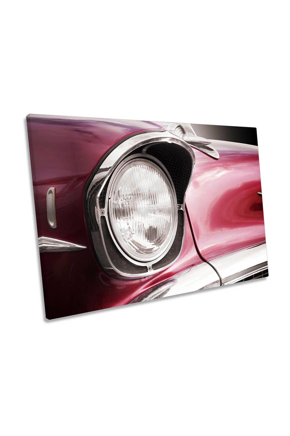 American Classic Car Bel Air 1957 Headlight Canvas Wall Art Picture Print