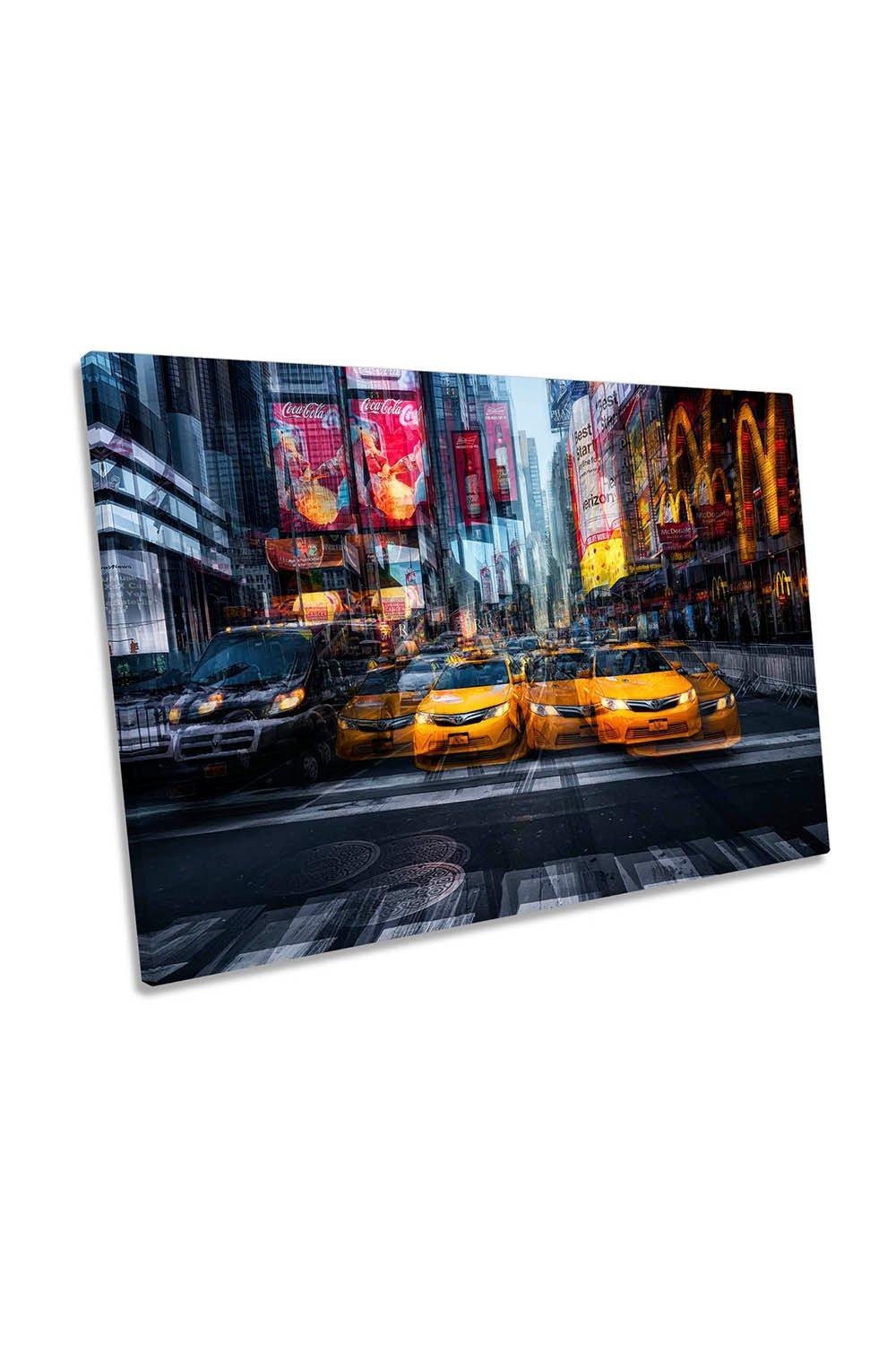Taxis in New York City Modern Abstract Canvas Wall Art Picture Print