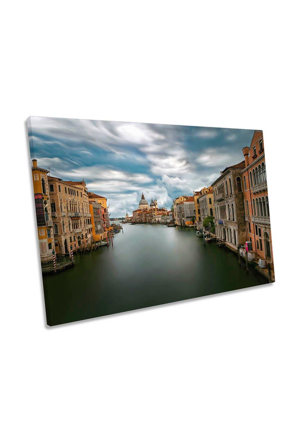 Cloudy Sky on Grand Canal Venice City Canvas Wall Art Picture Print
