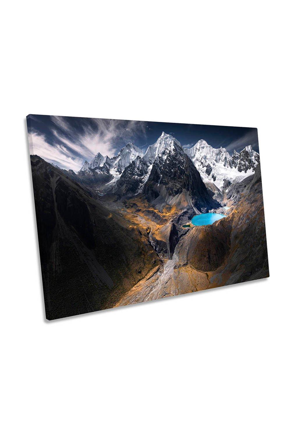 Andes Mountains Peru Landscape Lake Canvas Wall Art Picture Print