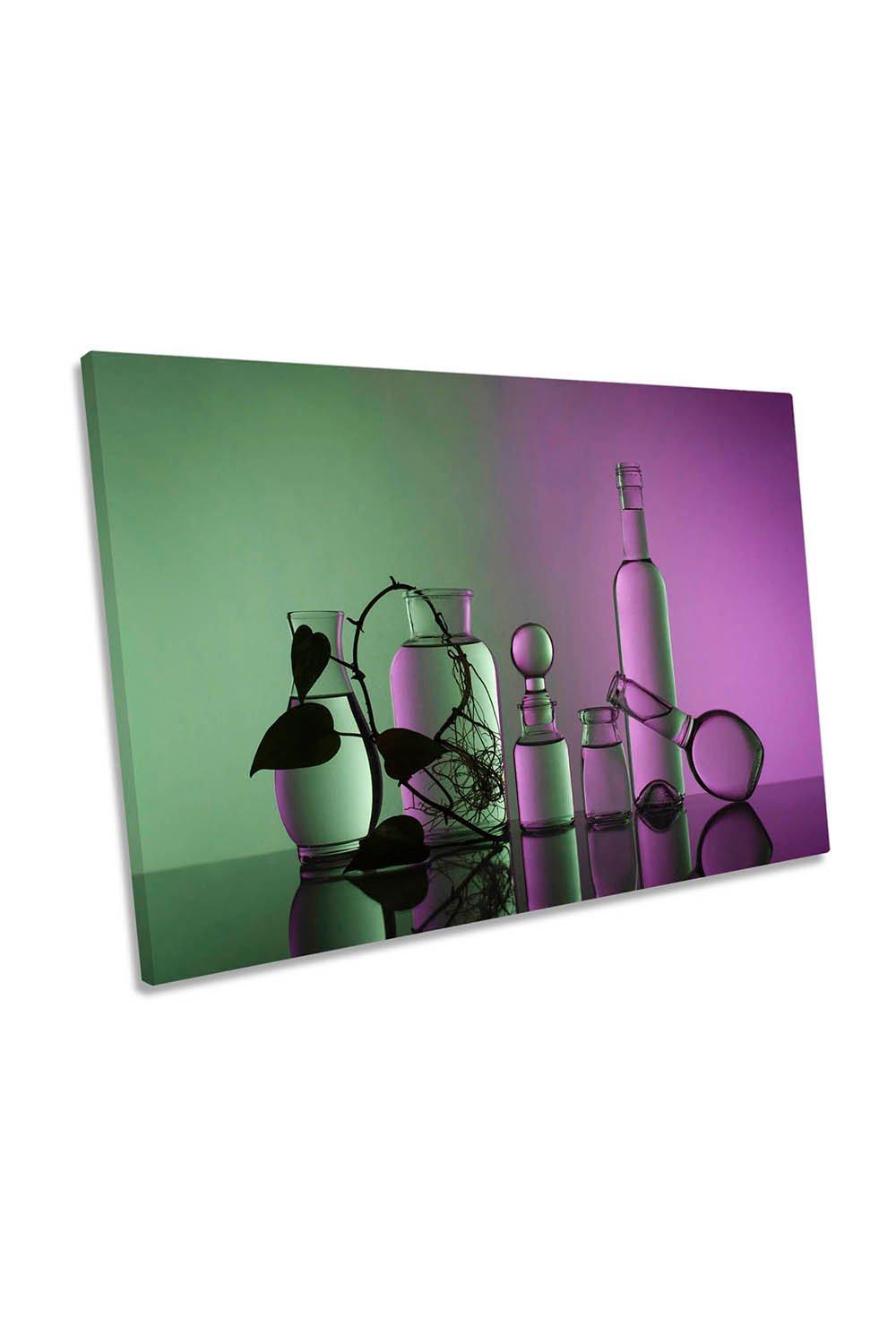 Pink and Green Still Life Canvas Wall Art Picture Print