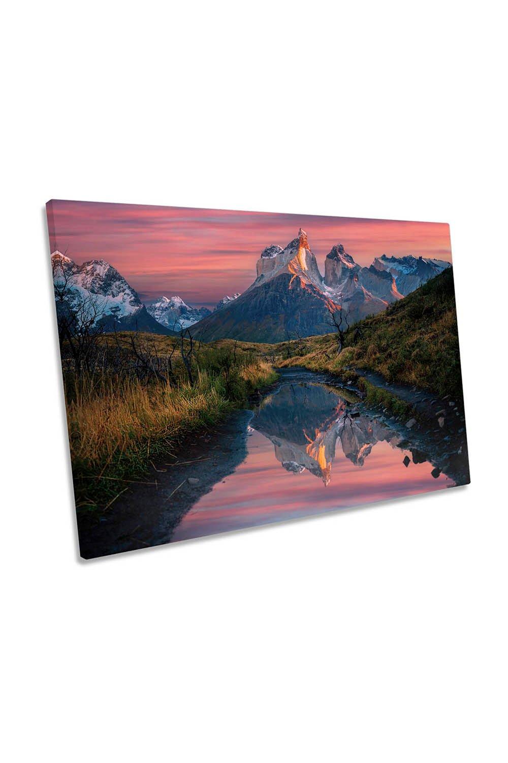 Cuernos Del Paine Pink Sunrise Canvas Wall Art Picture Print