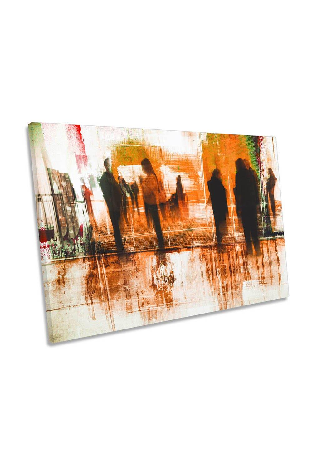 The Gathering Orange Abstract Canvas Wall Art Picture Print