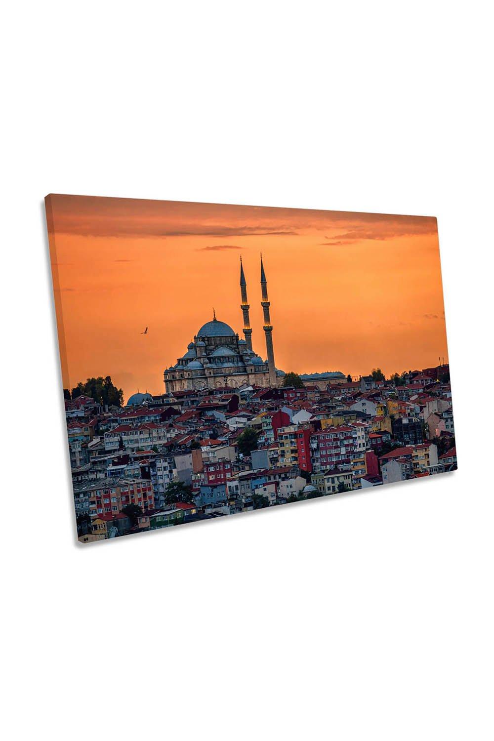 Yavuz Sultan Selim Mosque Orange Sunset Canvas Wall Art Picture Print