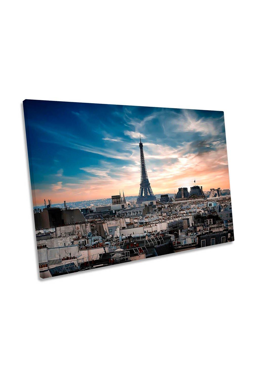 Paris France City Skyline Eiffel Tower Canvas Wall Art Picture Print