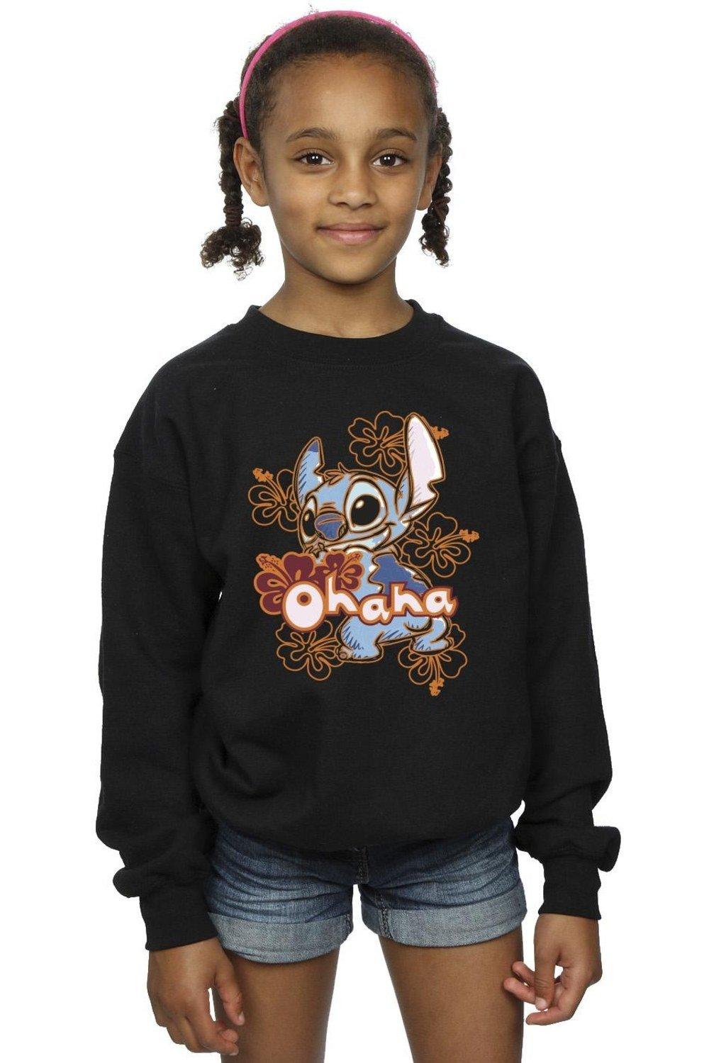 Lilo And Stitch Ohana Orange Hibiscus Sweatshirt