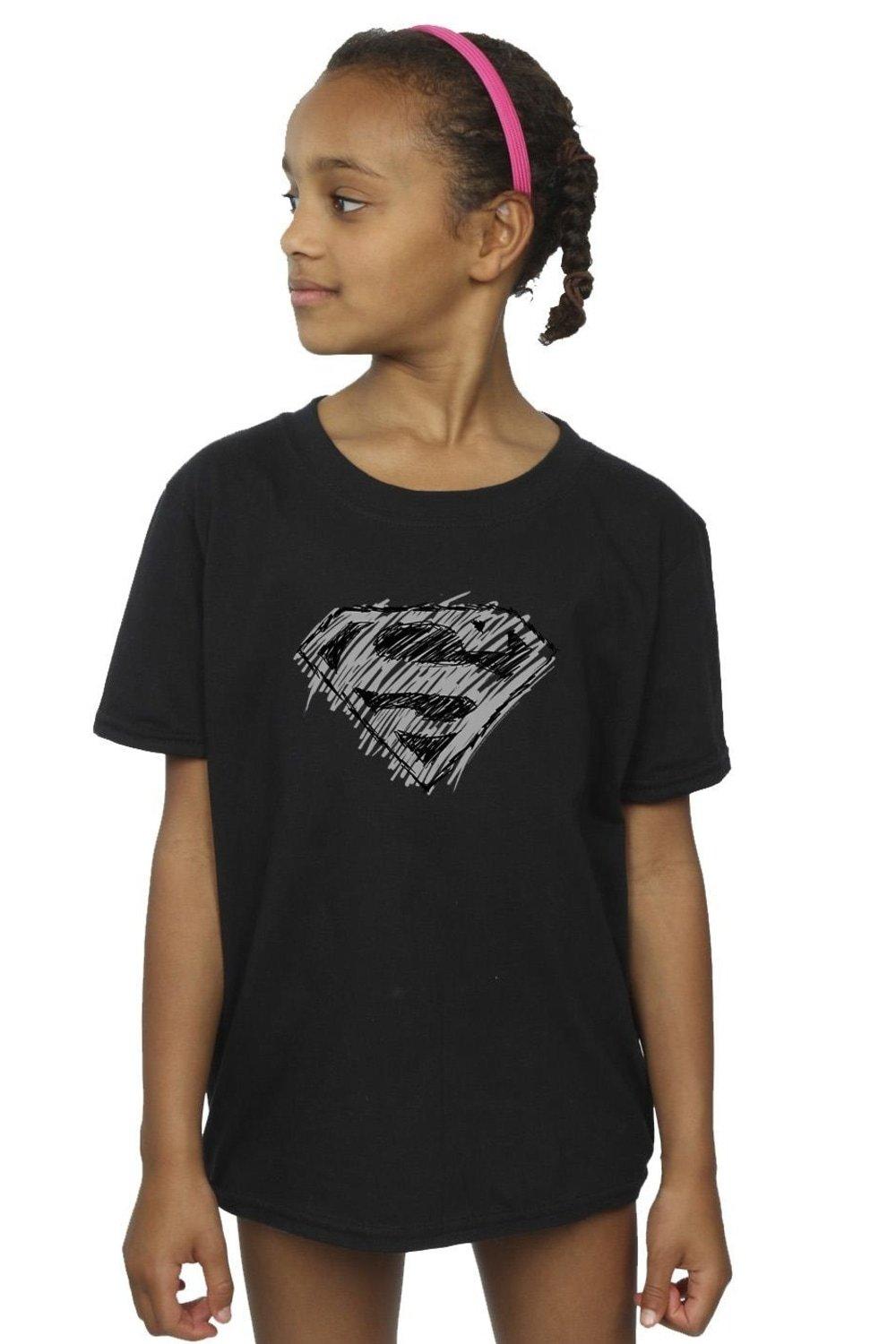 Superman Logo Sketch Cotton T-Shirt