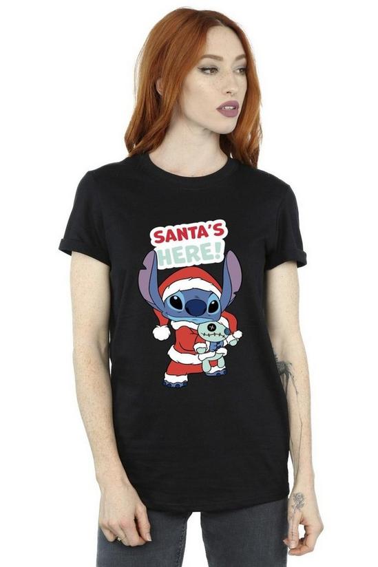 Disney Lilo & Stitch Santa´s Here Cotton Boyfriend T-Shirt 1