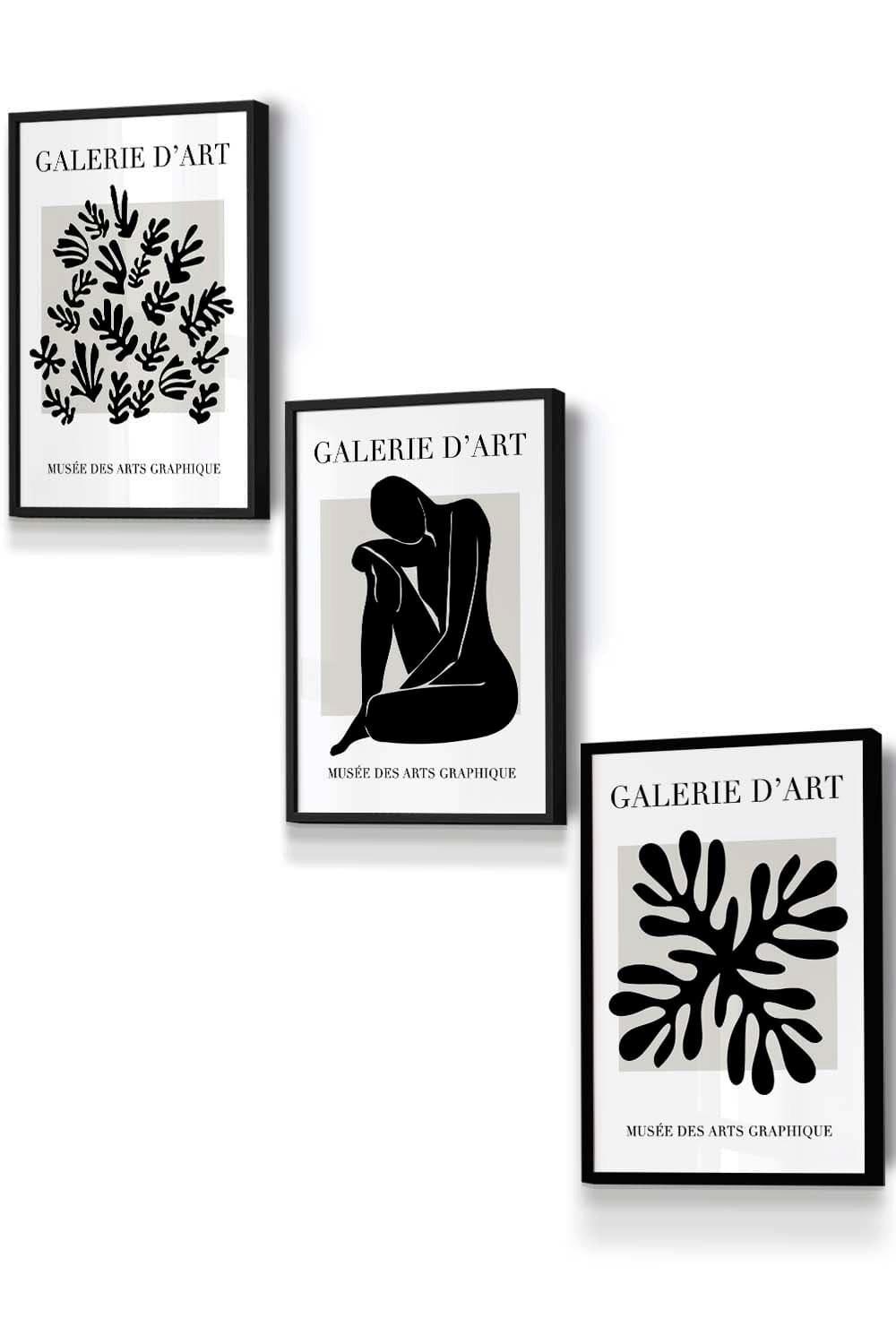 Matisse Floral and Nude in Black and Beige Framed Wall Art - Small