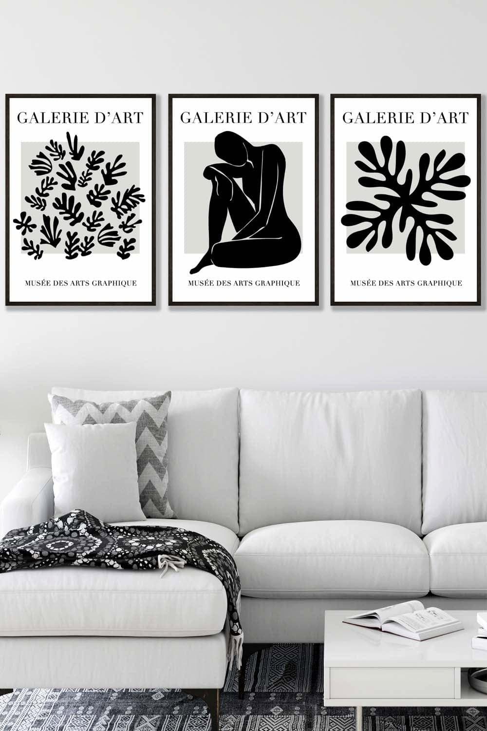 Matisse Floral and Nude in Black and Beige Framed Wall Art - Large