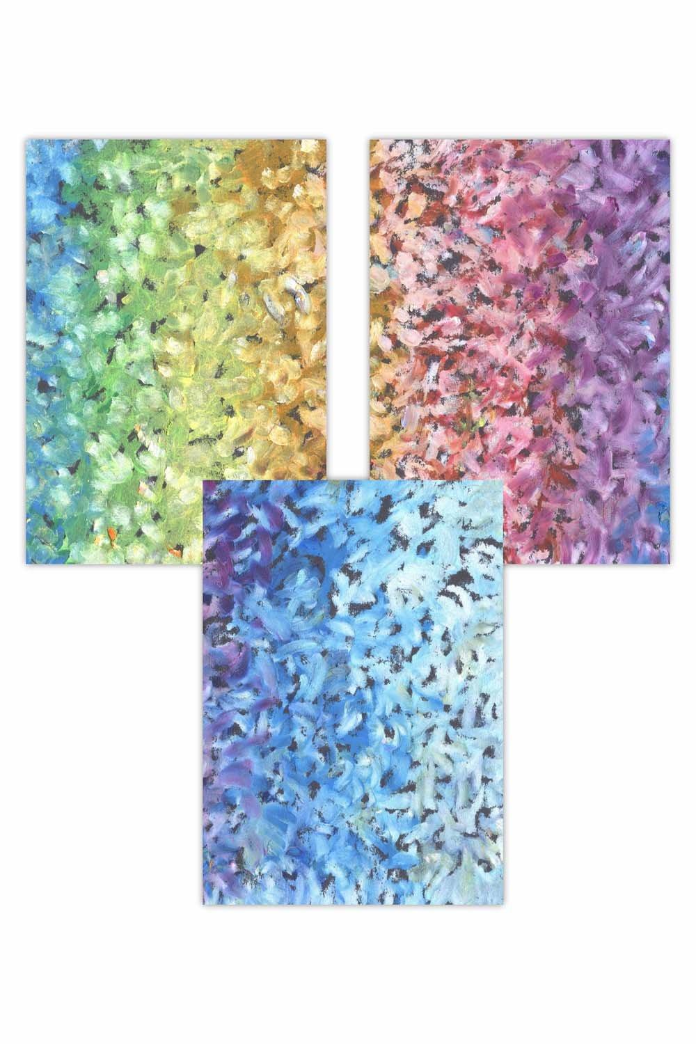 Set of 3 Abstract Colourful Rainbow Petals Art Posters