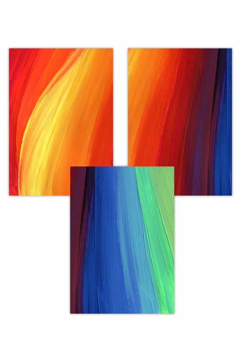Set of 3 Abstract Colourful Rainbow Art Posters