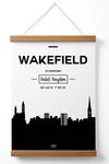 ARTZE Wakefield Black and White City Skyline Poster with Oak Hanger thumbnail 1