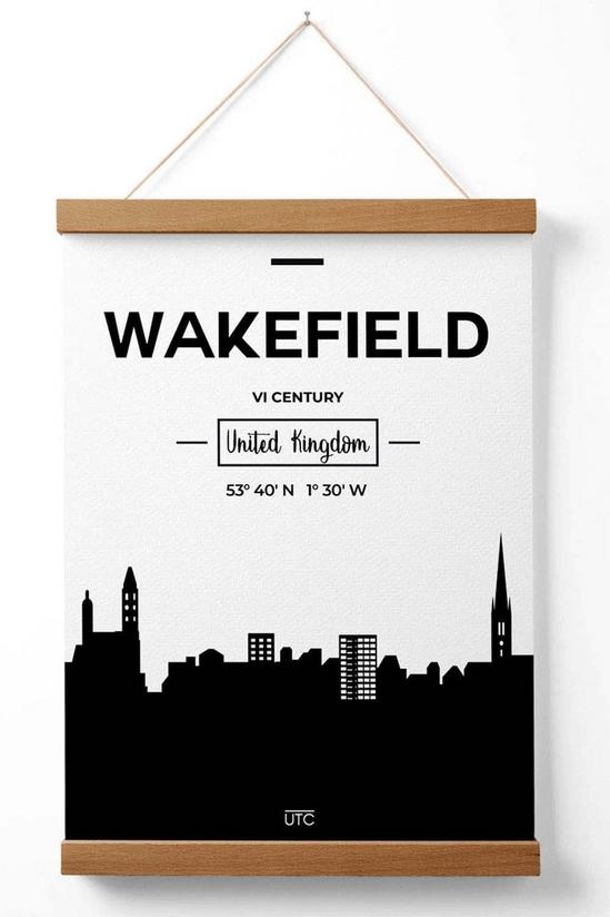 ARTZE Wakefield Black and White City Skyline Poster with Oak Hanger 1