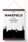 ARTZE Wakefield Black and White City Skyline Poster with Walnut Hanger thumbnail 1