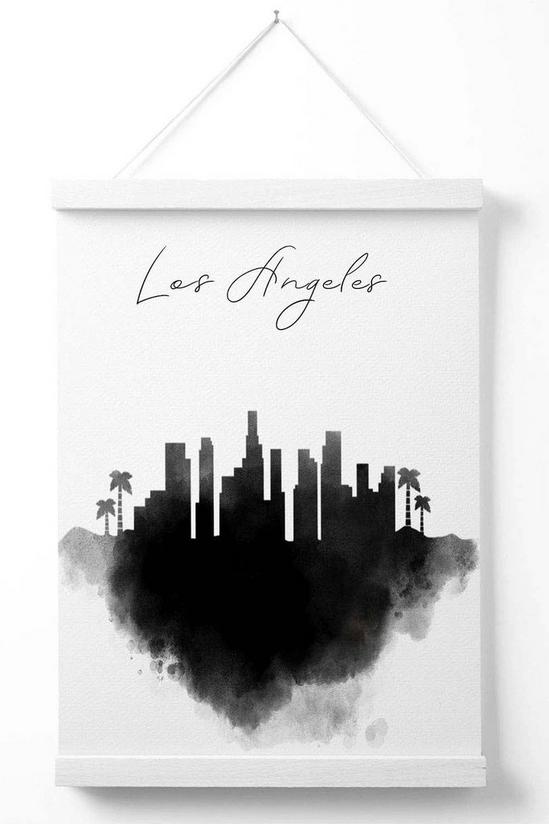 ARTZE Los Angeles Watercolour Skyline City Poster with White Hanger 1